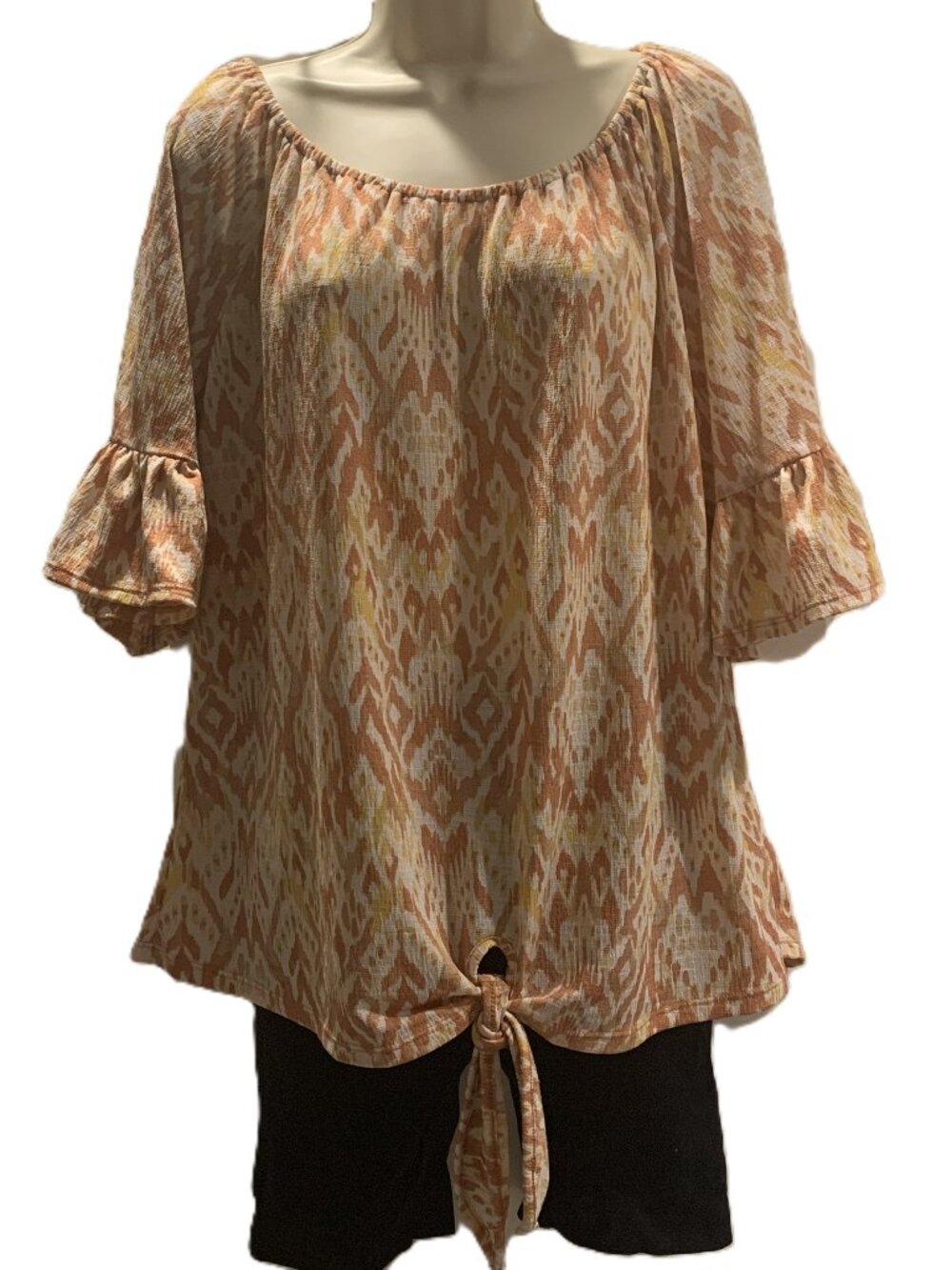 Cure. Tie Front, Ruffled Sleeve Blouse
